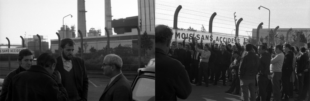 devant la centrale EDF de Champagne sur oise en grève le 13 mai 1958